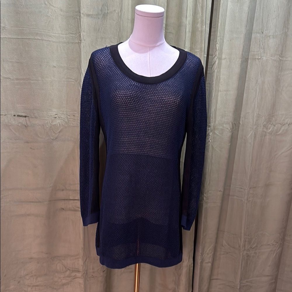 See by Chloe Navy Sheer Knit Sweater, US8